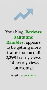 Music to the ears of any blogger! Stats booming!
